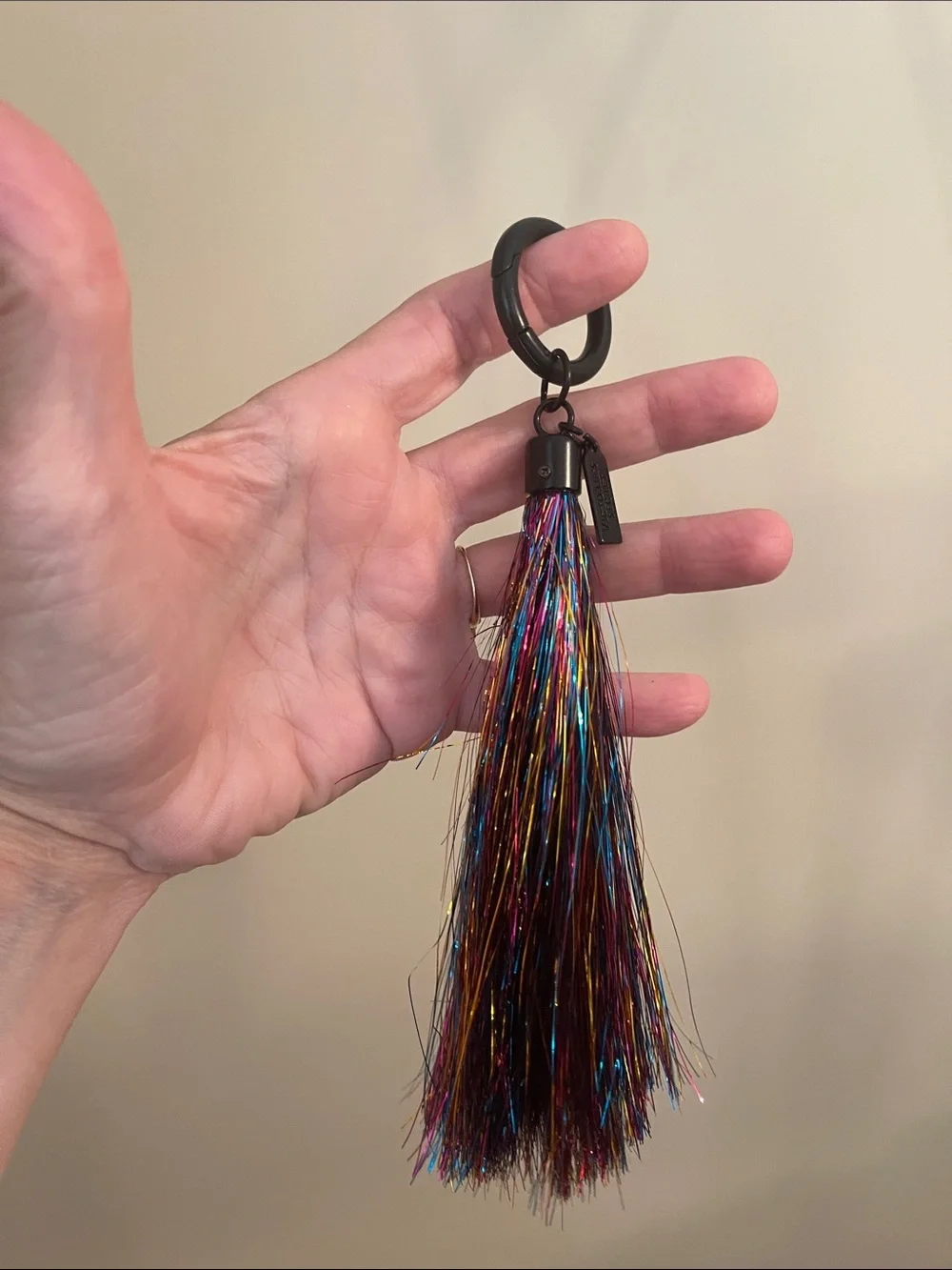 Victoria's Secret Metallic Tinsel Tassel Bag Charm/Keychain
